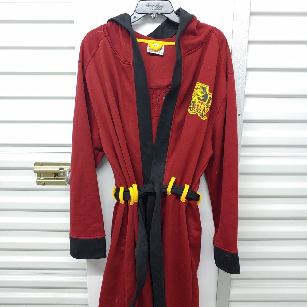 Harry Potter Gryffindor Quidditch Bath Robe - Red Fleece Hooded L/XL - USED